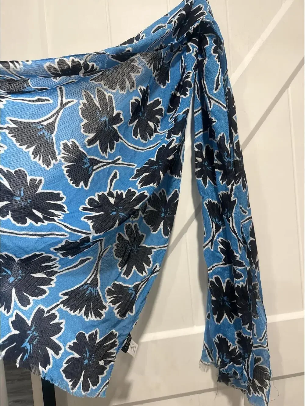 J.Crew Blue Floral Scarf Wrap